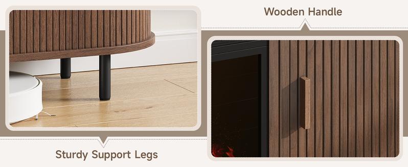 【Valentine's Day gift】ONBRILL 70.8" Gorgeous Fluted Fireplace TV Stand for TVs Up to 80" with 23" Electric Fireplace, Luxury  Modern Entertainment Center with Power Outlet , TV Media Console with Storage for Living Room, Bedroom Furniture