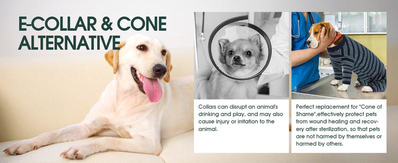 Kuoser Dog Surgery Suit Female Spay, Soft Dog Pajamas, Long Sleeve Dog Recovery Suit, Dog Clothes Onesie for Surgery, Pet Neuter Spay Bodysuit Apparel with Zipper, E-Collar & Cone Alternative, fuddle wuddle patch puppy