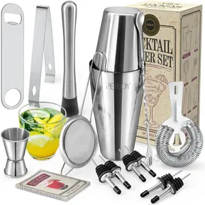 Cocktail Shaker Set, 16 Piece Bartender Kit, Cocktail Shaker, Stainless Steel Bar Set Accessories, Coktail Set, Boston Shaker, Drink Mixer Shaker, Bartending Bar Tools with Muddler Spoon Jigger