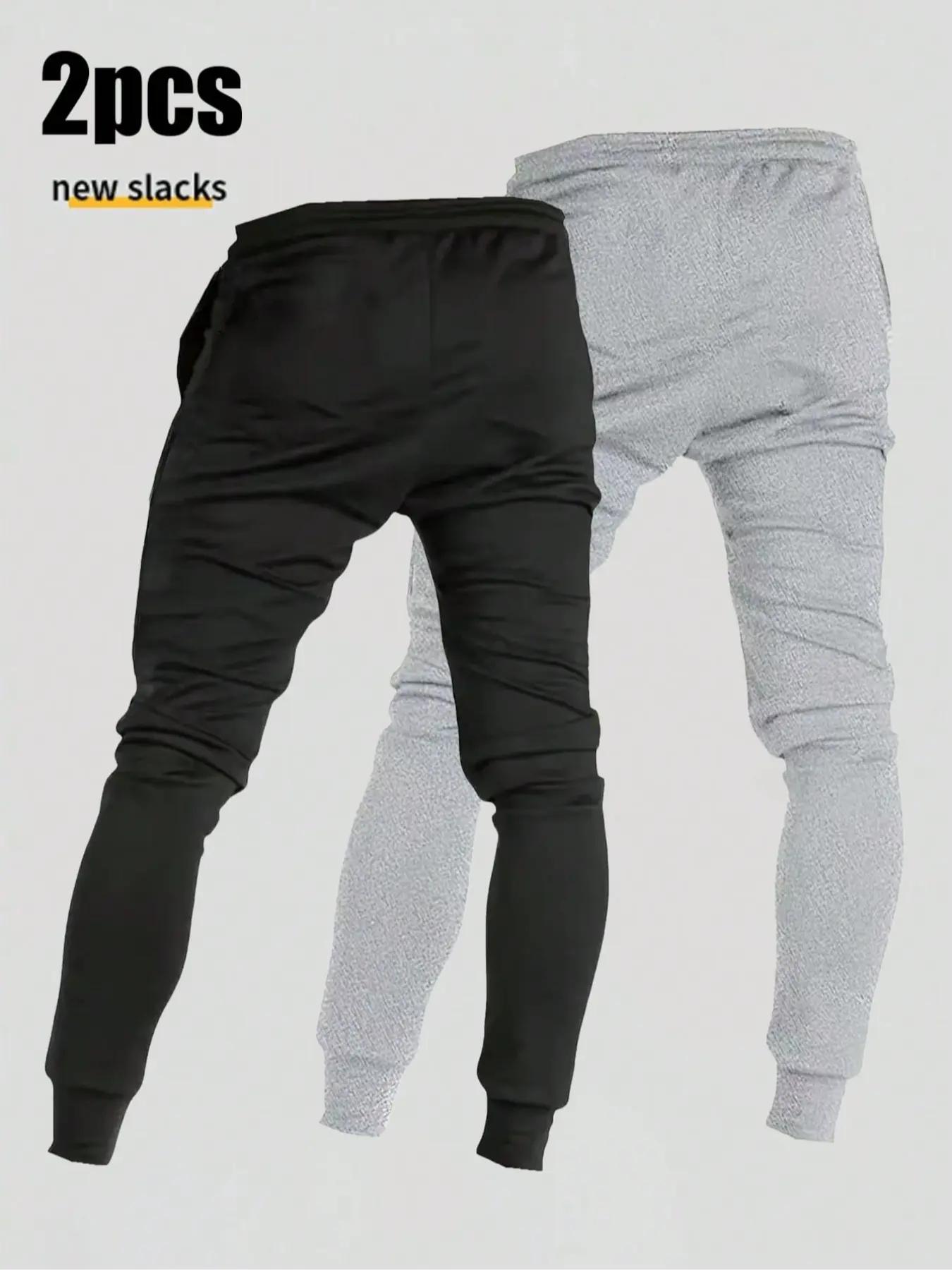 TikTok Viral 2pcs Graphic Jogger Pants – Black & Grey PARIS Letter Print Soft Cotton Fleece Slacks | Trendy Red Stripe Detail Streetwear Joggers | Mens Aesthetic Casual Daily Wear | TikTok Trending Drip Fit Comfortable Pants for Hangouts & Errands | Styli