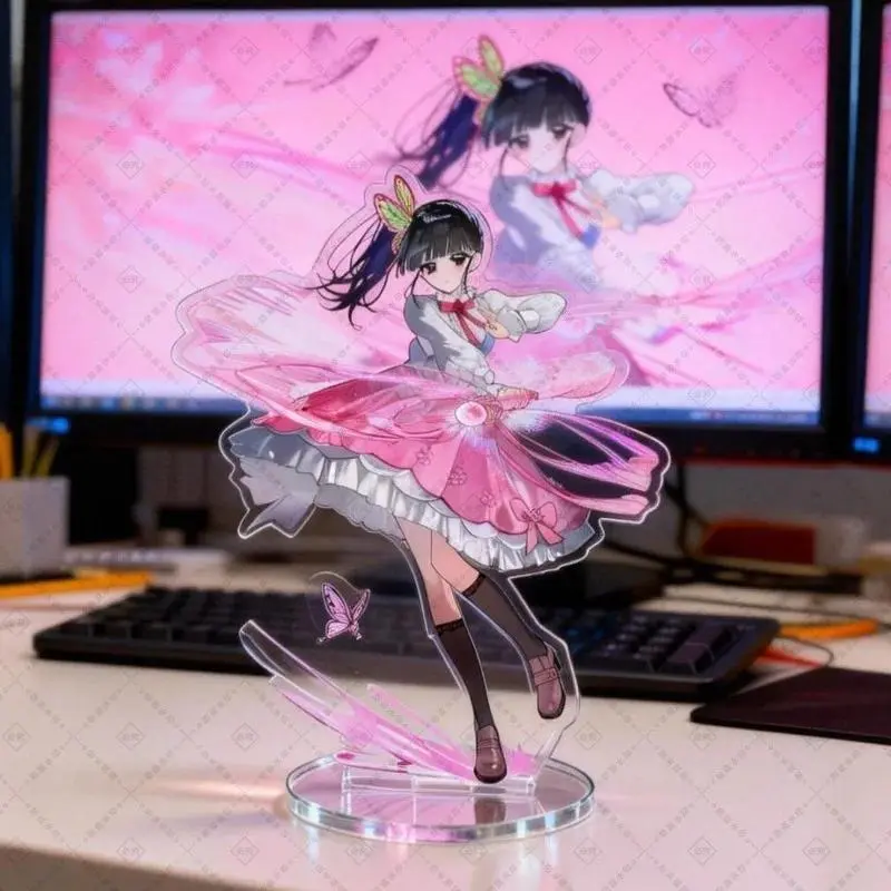 Demon Slayer Magical Girl Butterfly Sisters Acrylic Stand Set - Shinobu, Kanao, Kanae Fantasy Design Anime Desktop Decor Gift