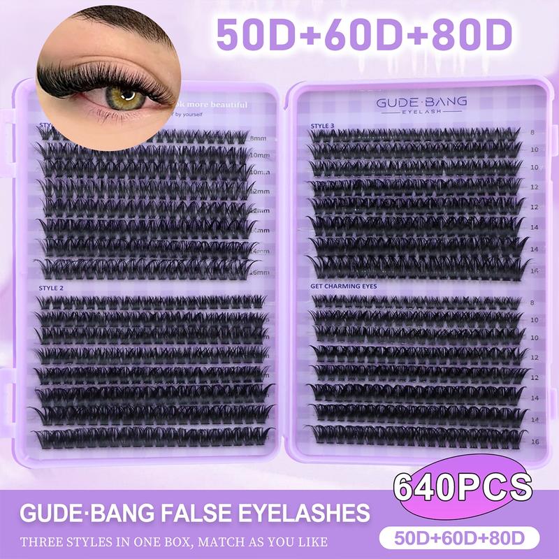 Natural Drifting Eyelash Clusters, Anime Style Lashes, Pointed Individual Extensions, C Curl Single Root, 8-16mm Bottom Cluster, DIY Home Use