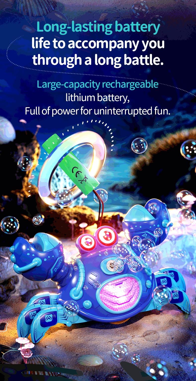 2.4g Remote Control Crab Toy with Music, 360 Degree Rotation, Interactive Bubble Toy, Colorful Lights, Birthday Gift for Kids Ages 8-10