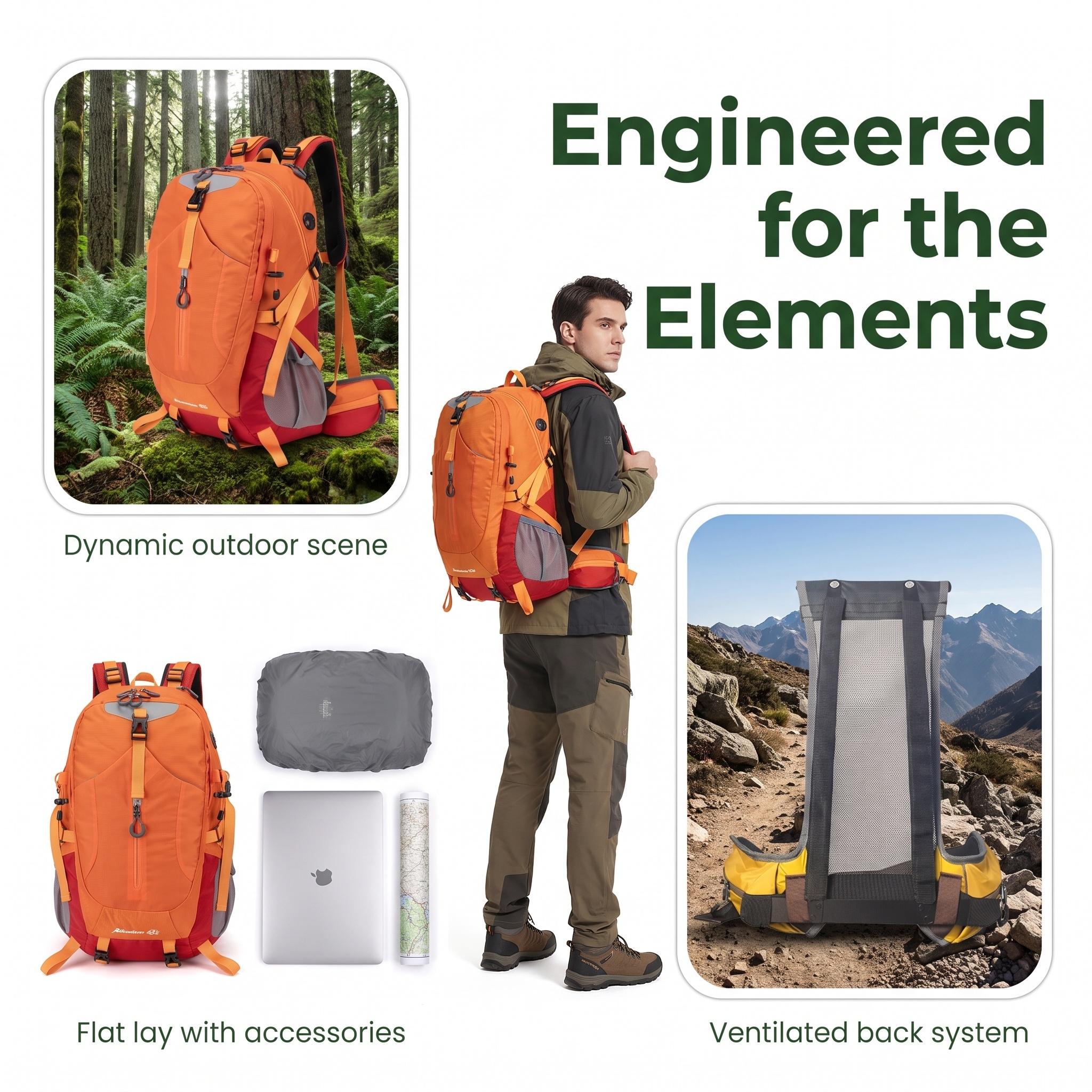 Unisex Leakproof High Performance Backpack - 36-55L Large Capacity Oxford Fabric Bag with 16-in Laptop Compartment, Adjustable for Hiking/Light Outdoor & Casual Commute, Backpacking Gear Unisex Leakproof High Performance Backpack - 36-55L Large Capacity Oxford Fabric Bag with 16-in Laptop Compartment, Adjustable for Hiking/Light Outdoor & Casual Commute, Backpacking Gear