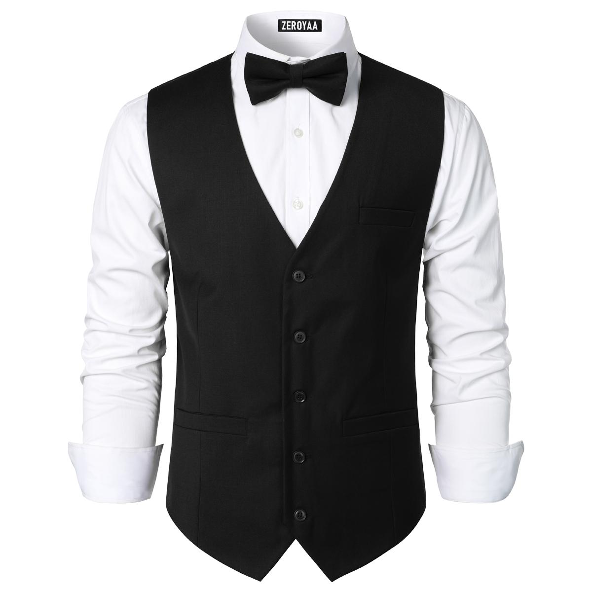 ZEROYAA Men's Hipster Urban Design 3 Pockets Business Formal Dress Vest for Suit Tuxedo ZEROYAA Men's Hipster Urban Design 3 Pockets Business Formal Dress Vest for Suit Tuxedo