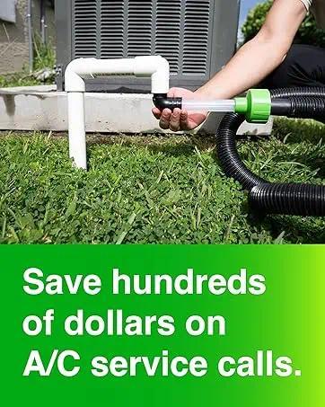 AC Drain Line Cleaner Adapter, HVAC to PVC AC Drain Line Cleaning Tool, Universal Fit, Drain Clog Remover & Unclogger, Clear Visibility