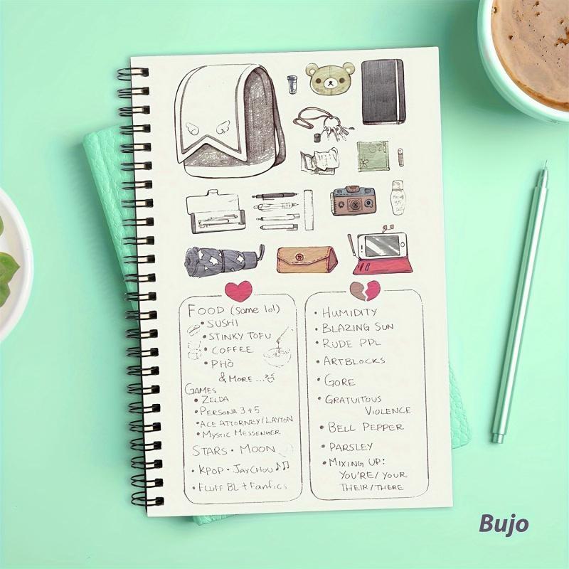 2-Pack Blank Spiral Notebook Set, Kraft Paper Soft Cover Journal, Sketchbook Diary, Student Office Travel Supplies