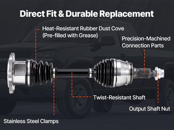 VEVOR CV Axle Shaft Assembly, 2 Pieces Front Left Right (Driver and Passenger Side), Automotive Replacement Axles Pair Compatible with 1999-2006 Chevrolet Silverado 1500, Alloy Steel Carbon Steel