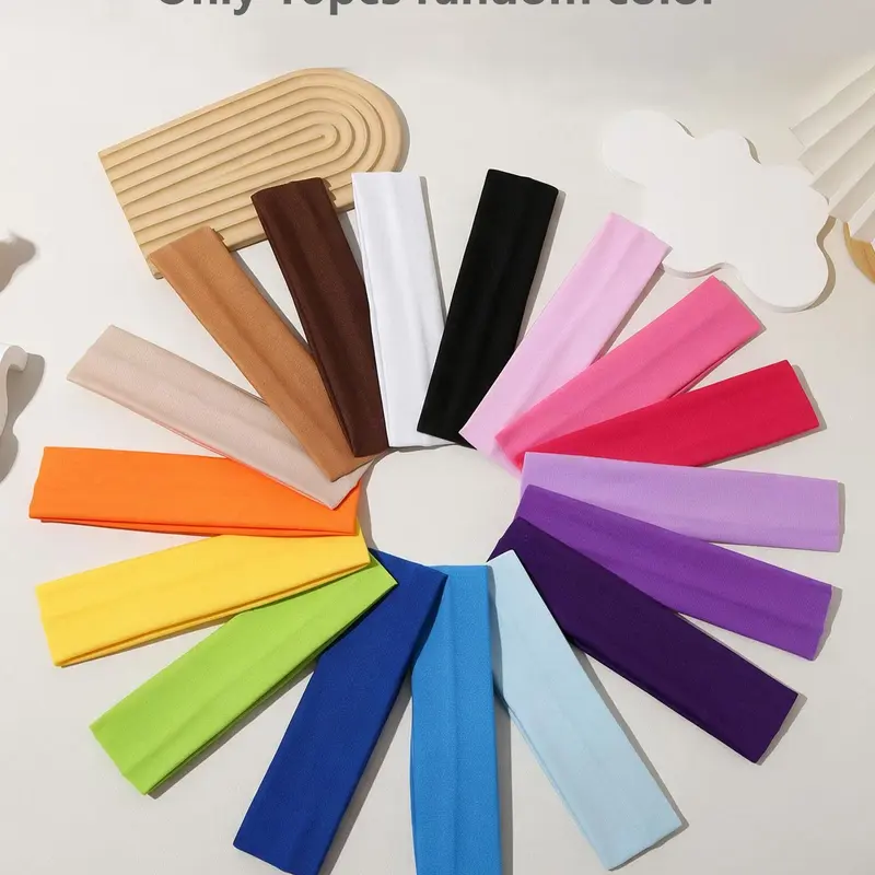 Solid Color Sweat-Absorbing Elastic Hair Band for Women and Girls, Minimalist Workout Headband for Thick Hair, Yoga and Sports Headbands