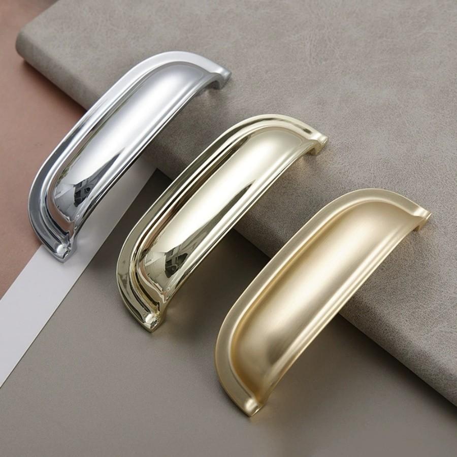 Luxury Shell Pulls Handle Solid Zinc alloy Semicircle Cabinet Handles American Wardrobe Drawer Knobs Kitchen Furniture Handles