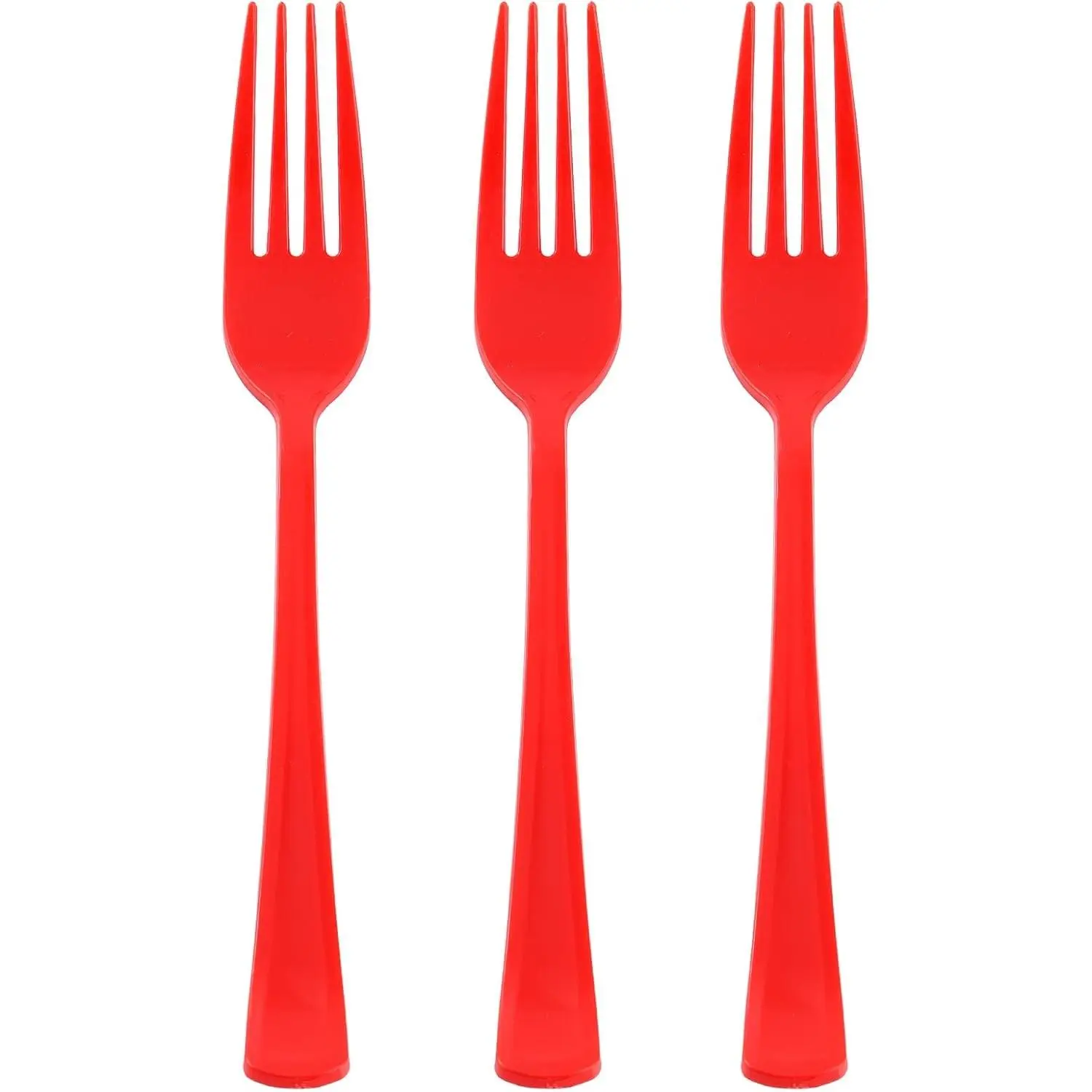 50-Pack Red Heavy-Duty Disposable Plastic Forks Silverware Utensils for Valentine's Day, Wedding, Birthday