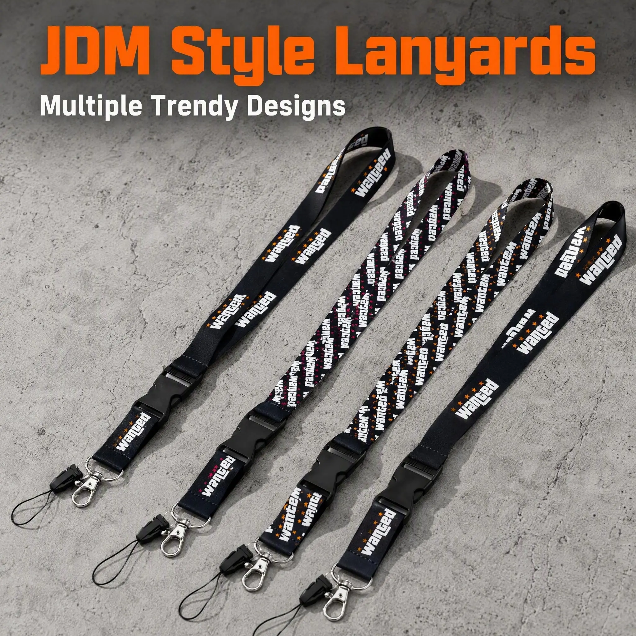 JDM Style Print Lanyard with Detachable Safety Buckle, Wide Soft Neck Strap Quick Release Lanyard, Durable Multi-use Lanyard for ID Badge Car Keys Phone Work Card, Badge Accessories, Racing Key Strap for Men Women JDM Enthusiasts