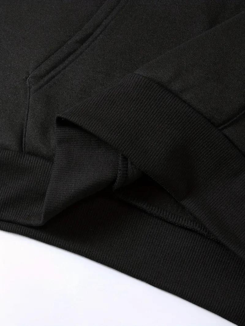 Harley Style Brand Logo Printed Hoodie Sweatshirt, Fitted Long Sleeve Hoodie with Pockets, Fall & Winter Fashion