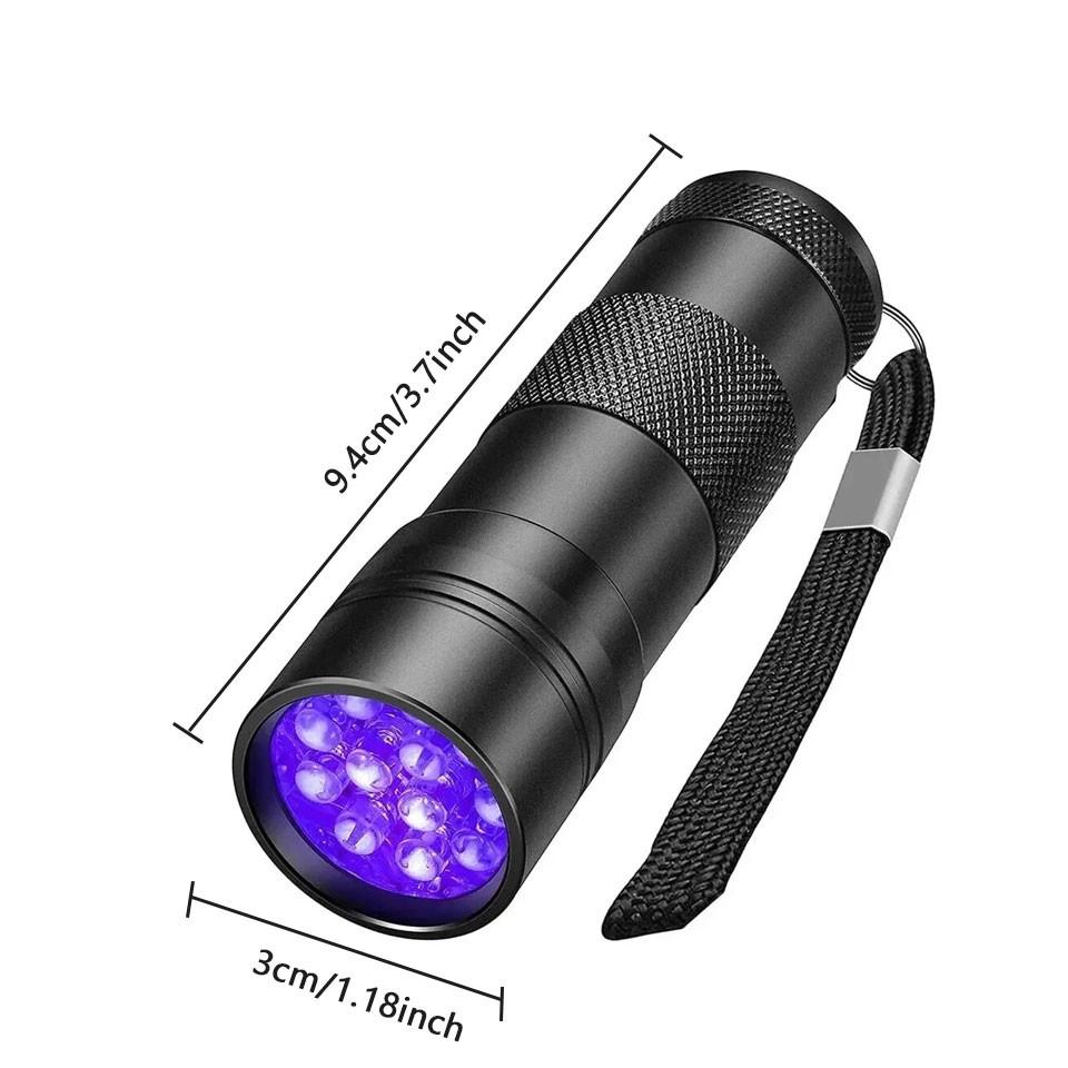 Wild Bright 2-pack portable 12-LED ultraviolet flashlight with 395nm wavelength, black light detector for dog urine and pet stains, fluorescent aluminum detector, suitable for outdoor hiking and garden search, 6*AAA batteries not included