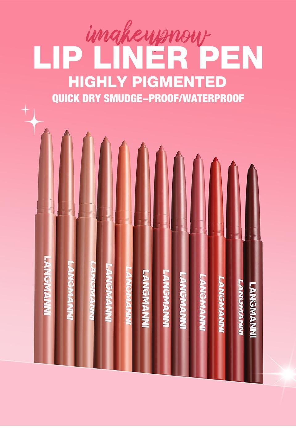 Sculpting Matte Velvet Lip Liner 12Pcs Set,Smooth Creamy Texture,Waterproof And High Pigmented For Girls Daily Application Lip Makeup Eyeliner Lipliner Kit