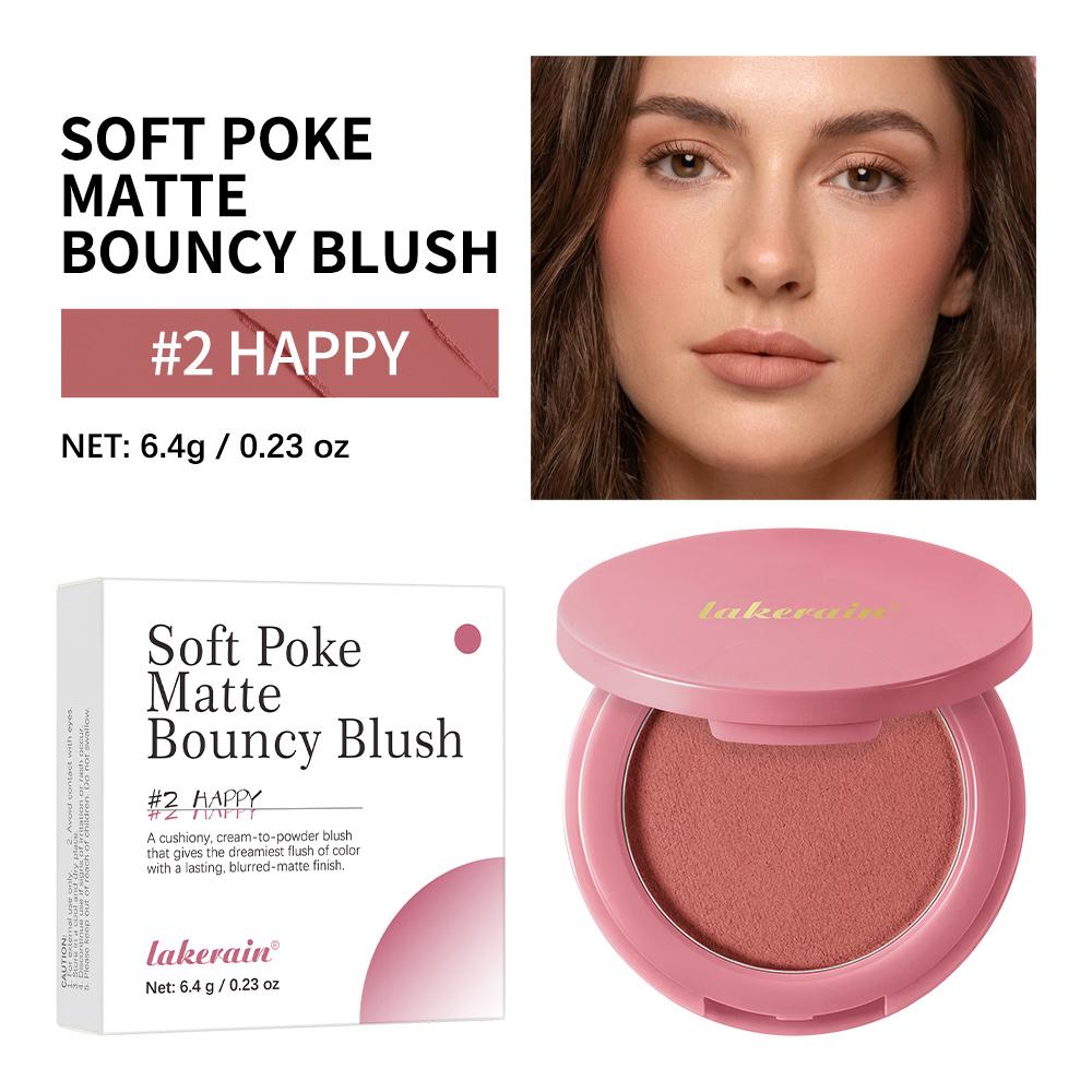Matte Bouncy Blush, Cream-to-Powder, Blurs Pores, Buildable, Long-Lasting, Lightweight Blush for Girls and Women, Cosmetics Products