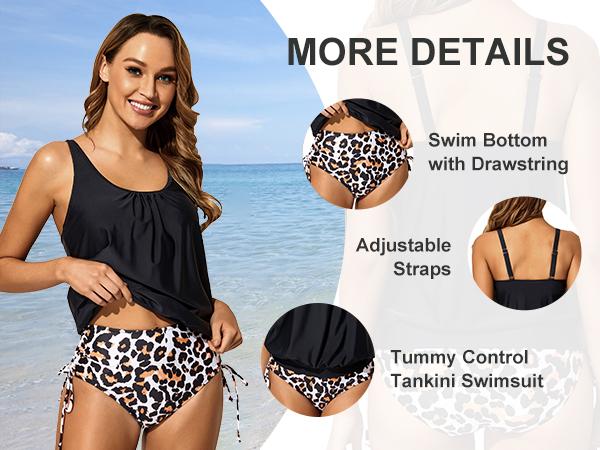 Holipick Two Piece Blouson Tankini Swimsuits for Women Tummy Control Bathing Suits Modest Tankini Top with Bikini Bottom Holipick Two Piece Blouson Tankini Swimsuits for Women Tummy Control Bathing Suits Modest Tankini Top with Bikini Bottom