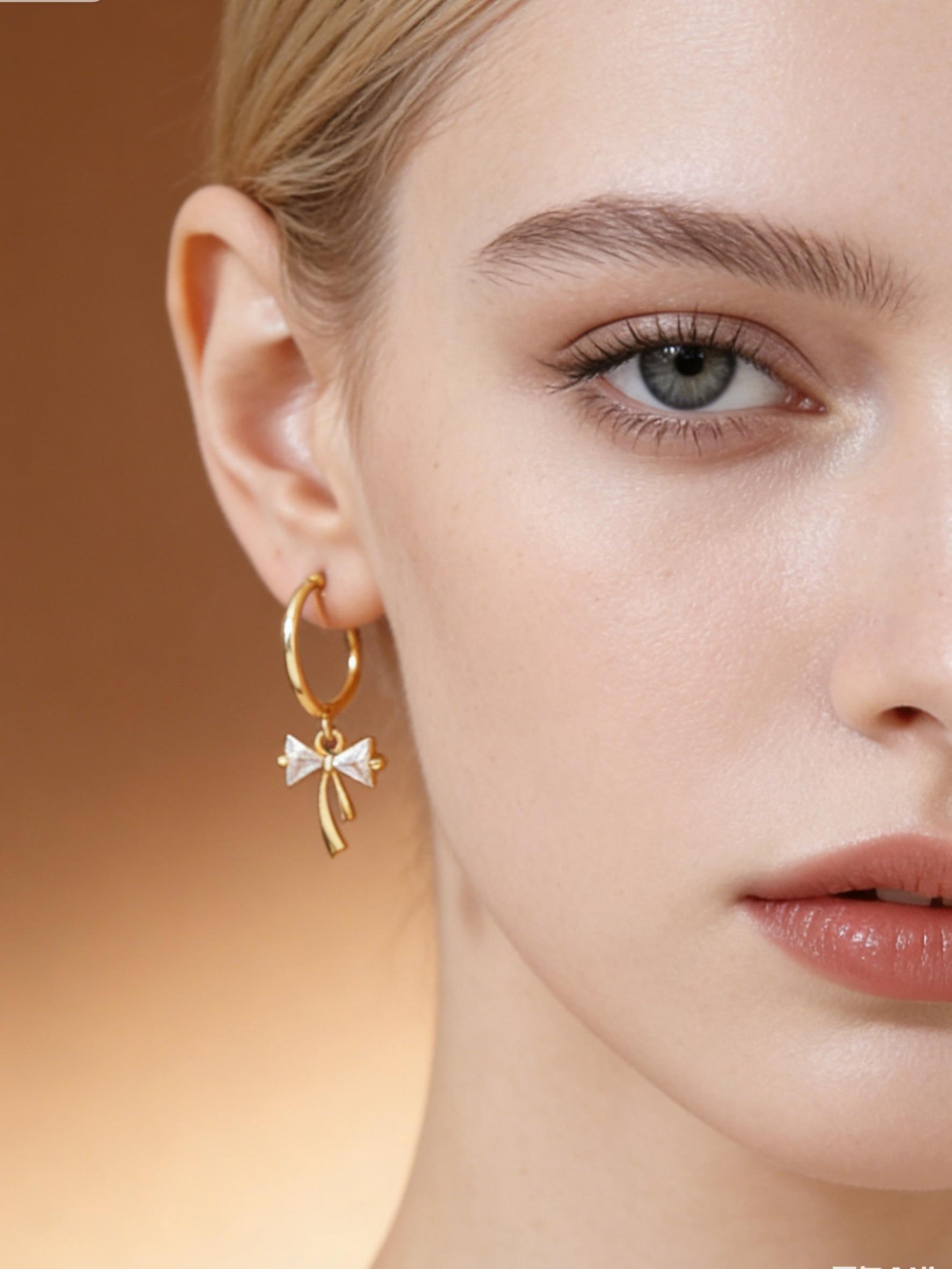 Elegant Bow Earrings Set, Fashionable Jewelry, Butterfly Pendant Design, Perfect Gift for Women, Ideal Birthday & Christmas Present, All-Season Wear