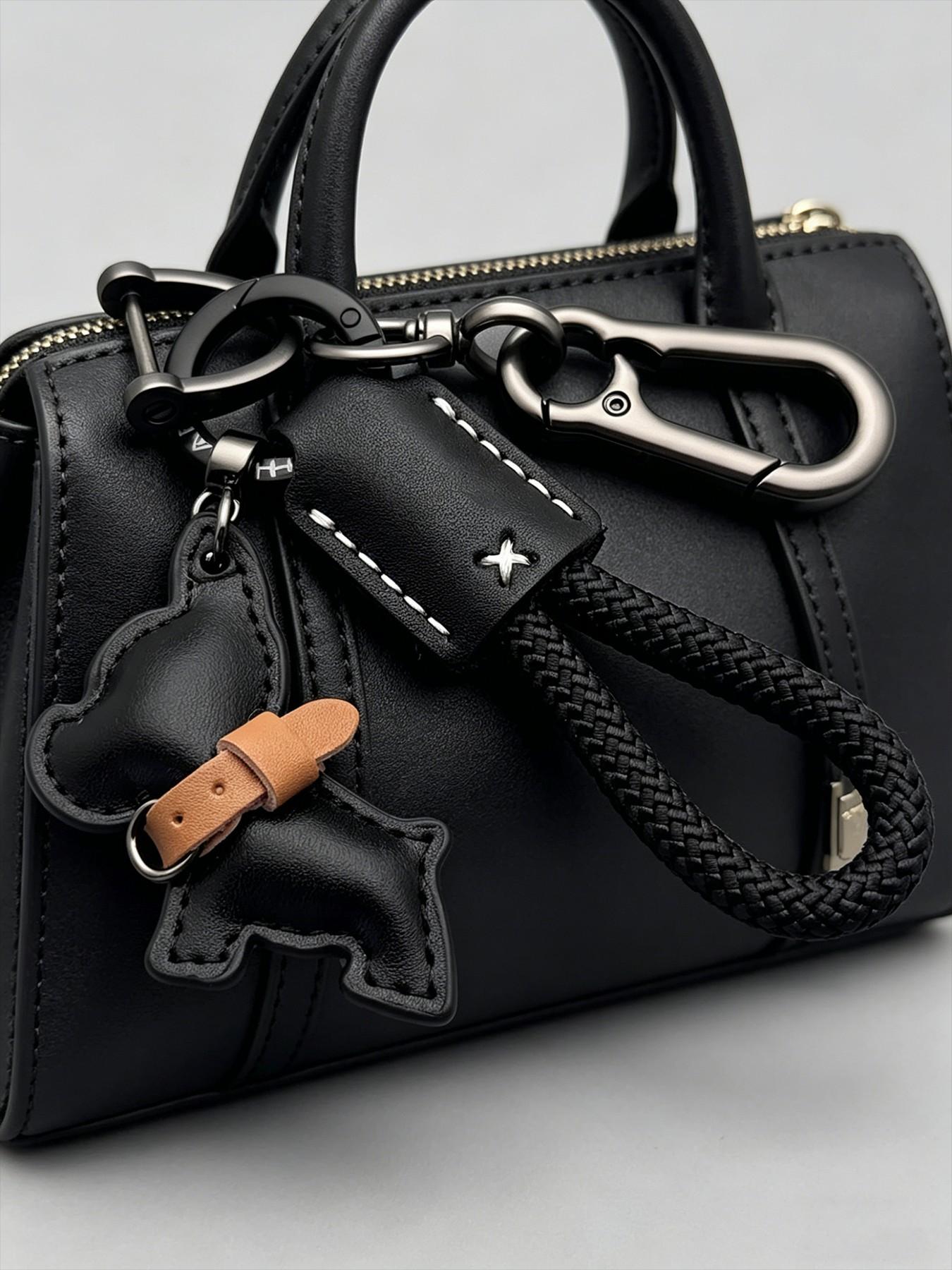 PU Leather Bulldog Keychain, Cute Plain Style Bag Charm, Fashionable Gift for All Seasons, Unisex Accessory for Men and Women