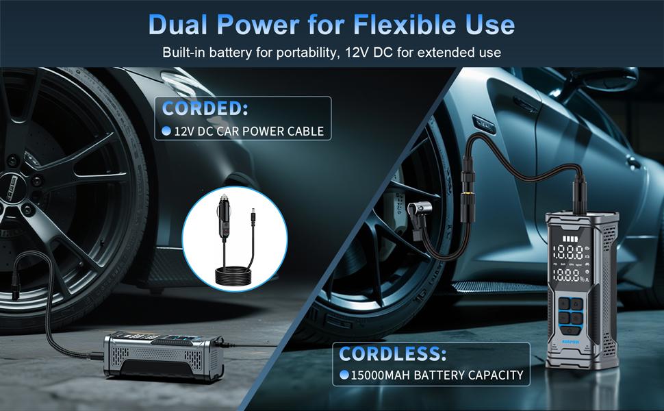 180PSI Portable Air Compressor, Cordless Tire Inflator, Air Pump for Car Tires with Digital Pressure Gauge, LED Light, Auto Shutoff, AVAPOW 180PSI Portable Air Compressor, Cordless Tire Inflator, Air Pump for Car Tires with Digital Pressure Gauge, LED Light, Auto Shutoff, AVAPOW