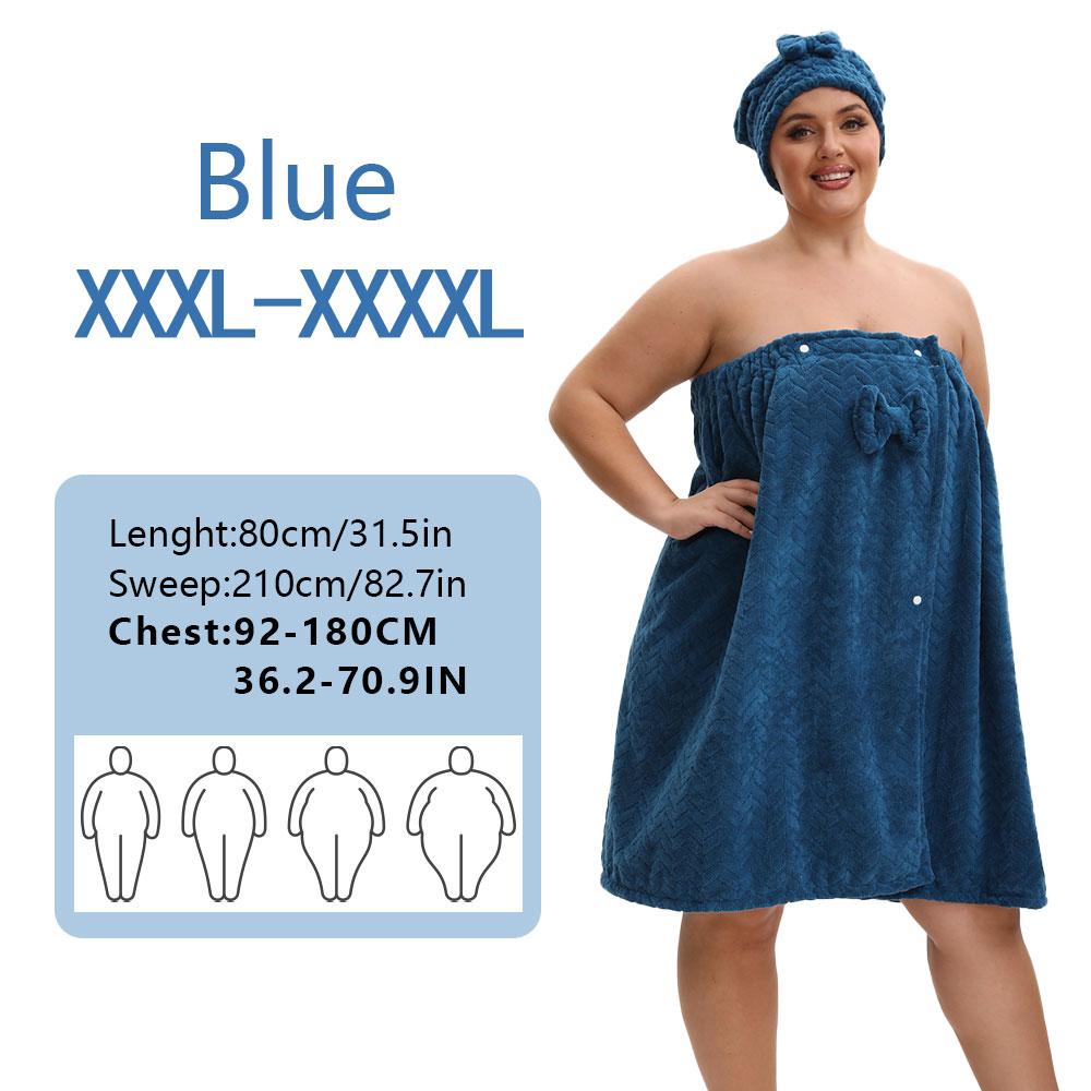 Plus Size Solid Color, 2 Counts/set (1 Large Bath Skirt + 1 Hair-Drying Cap), Adjustable Bathrobe with Pocket, Soft Water-Absorbent Bath Set, Premium Bath Towels for Bathroom, Hotel and Travel #GLOBAL PICKS