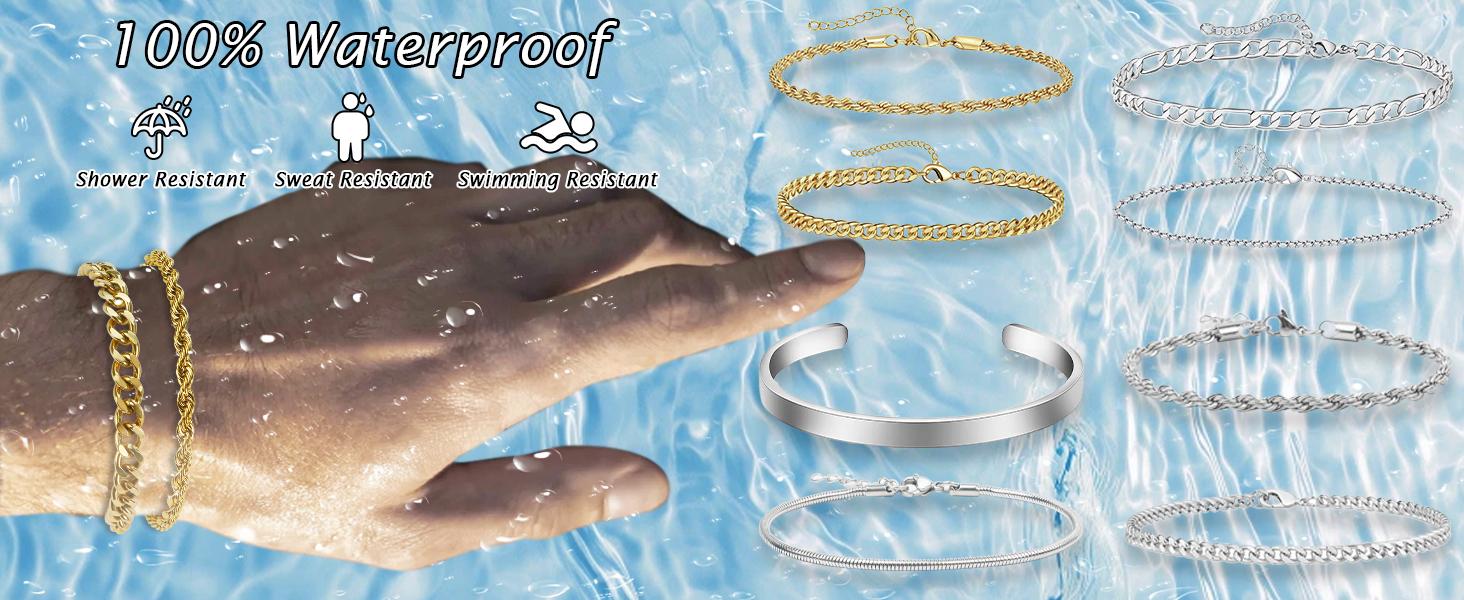 PEALICIOUS Bracelets for Men Jewelry as 2 PCS Silver/Gold Bracelet for Men Chain, 7-10In Stainless Steel Bracelets for Men Fathers Days Gifts for Boys Pulseras Para Hombres Mens Accessories