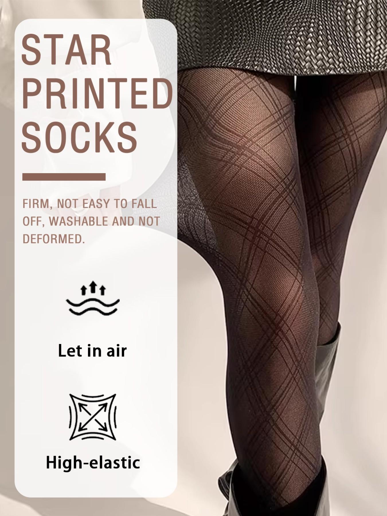 Vintage Plaid Silk Pantyhose, High Waist Slim-Fitting, Fashionable All Seasons Wear, Women's Leggings