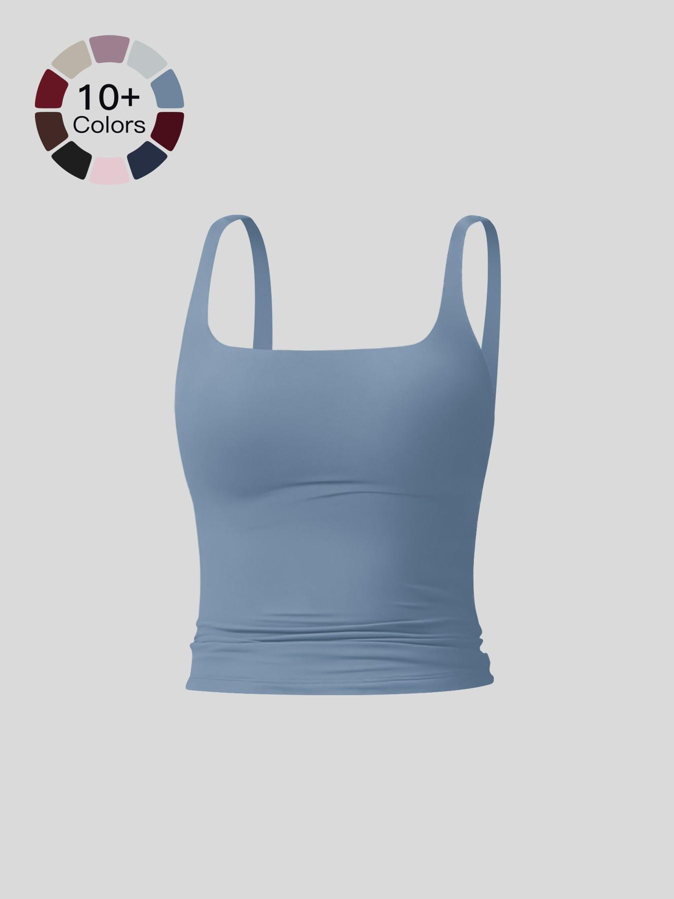 Women's Solid Color Sports Tank Top, Casual Comfy Breathable Sleeveless Sports Top for Yoga Gym Workout Running, Ladies Sportswear for All Seasons Women's Solid Color Sports Tank Top, Casual Comfy Breathable Sleeveless Sports Top for Yoga Gym Workout Running, Ladies Sportswear for All Seasons