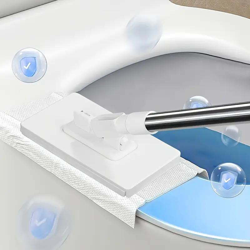 Automatic Mop System with 5 Replacement Pads, Single Click Fabric Change, Space-Saving Design, Compatible with Standard Cleaning Fabrics, Flat Mops