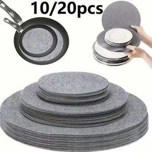 10/20pcs Round Felt Heat Insulating Pads and Plate Separators Set, 3 Sizes, Scratch-Resistant, Heat-Resistant, Multi-Purpose Kitchen Accessories