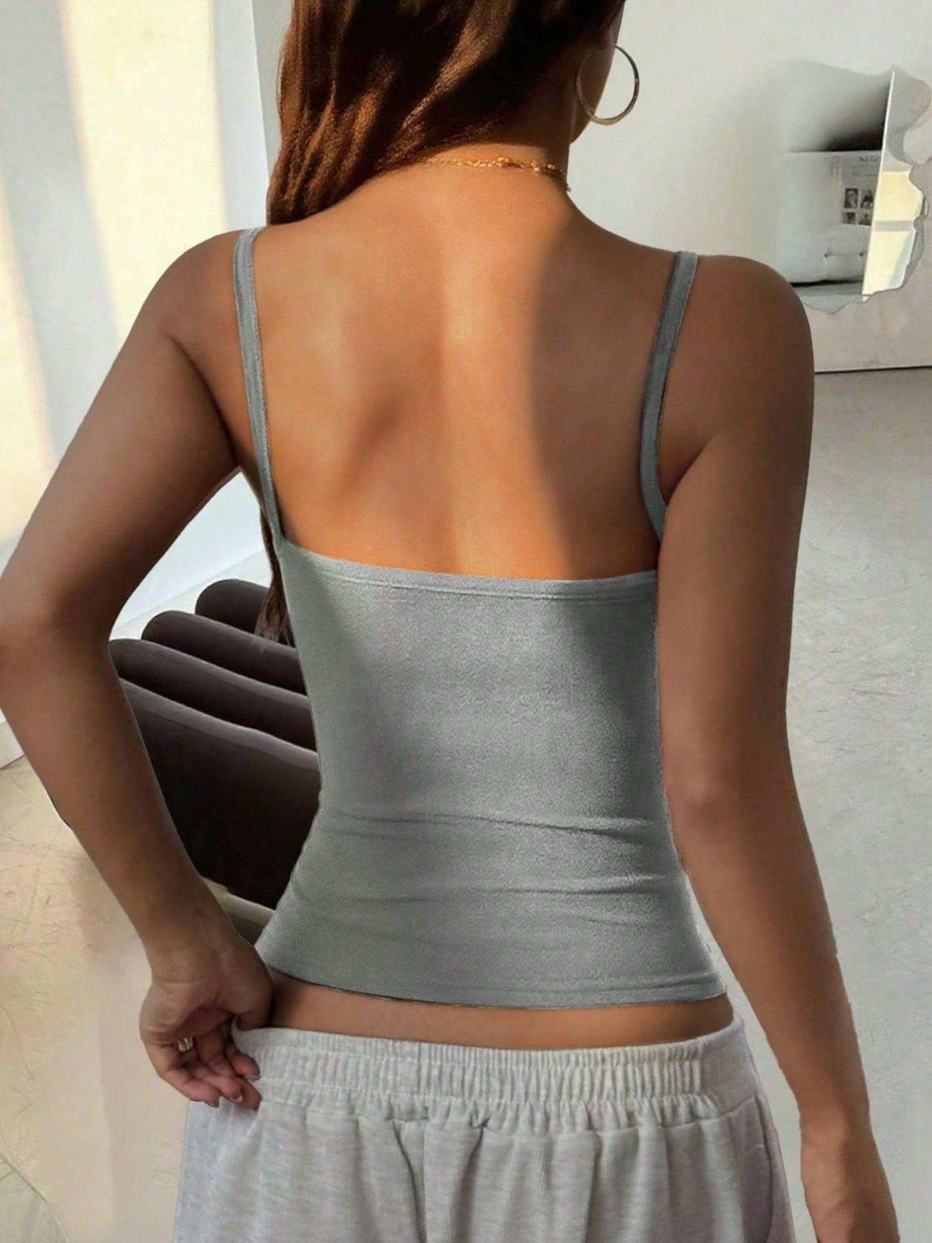 Women's Seamless Scoop Neck Shapewear Cami, High Elastic Ribbed Slimming Tank Top, Anti-Slip Layering Camisole for Everyday Wear, Breathable & Skin-Friendly for Summer