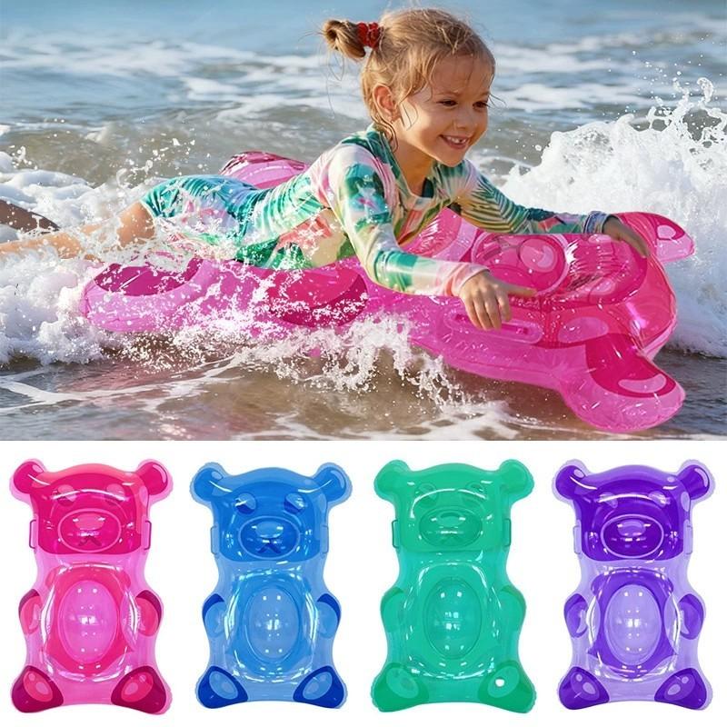 1pc Creative Jelly Bear Kids Water Board, Portable Handle Transparent Inflatable Surfboard, Fun Beach Toy for Children, Easy to Carry