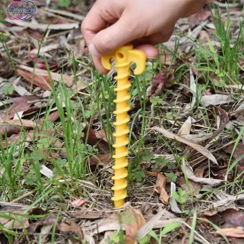 Outdoor Camping Tent Pegs, Lightweight Plastic Ground Nail, Screw Shape Tent Stakes, Travel Tent Accessories, Supplies