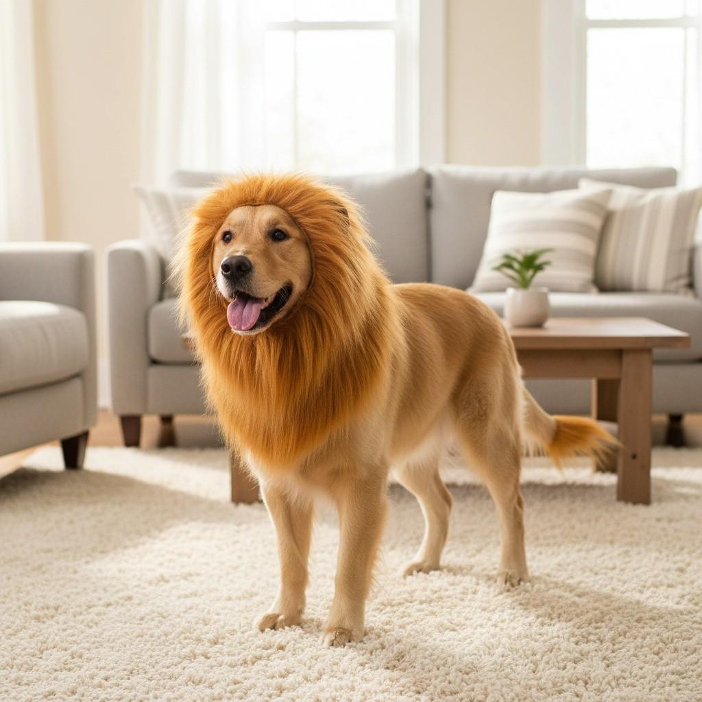 Lion Mane Dog Costume, Lion Mane Wig for Medium to Large Dogs, Halloween for Big Dogs, Fun Pet Dress-Up Gear