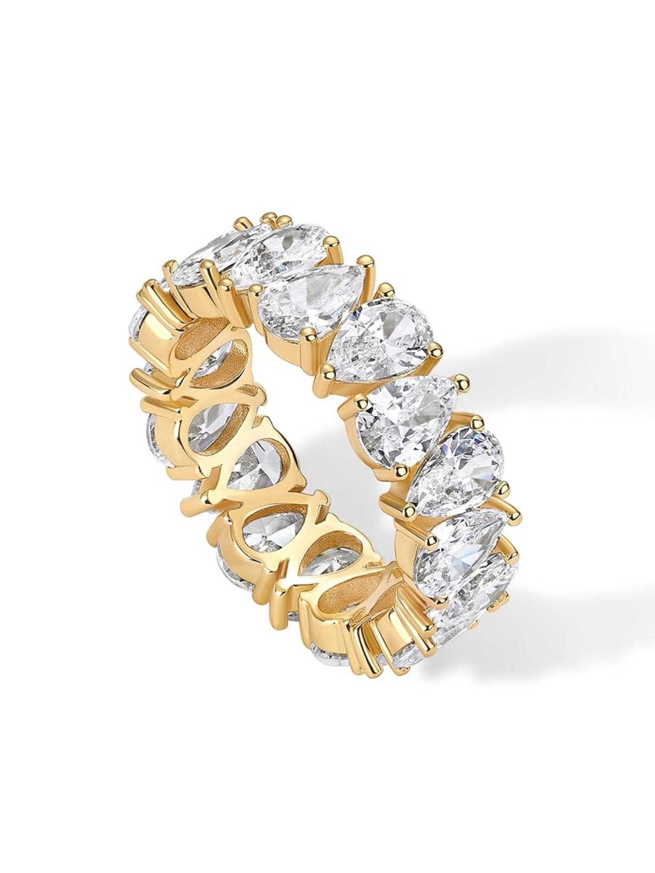 Tear Drop Cubic Zirconia Stackable Wedding Ring, Women's Eternal Promise Ring, Stacking Band, Elegant Design, Perfect Gift