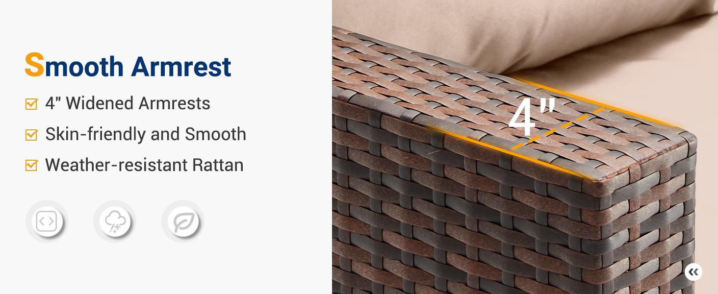 UDPATIO 3-Seat Patio Wicker Sofa, Outdoor Rattan Sectional Couch Furniture Steel Frame w/Furniture Cover Non-Slip Cushion and Deep Seating High UDPATIO 3-Seat Patio Wicker Sofa, Outdoor Rattan Sectional Couch Furniture Steel Frame w/Furniture Cover Non-Slip Cushion and Deep Seating High