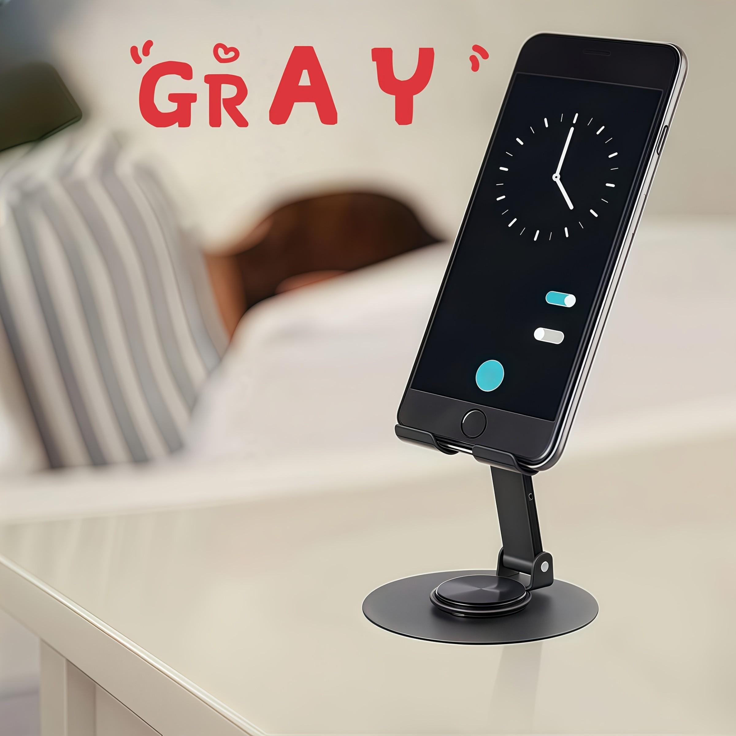 Metal Phone Stand, 360° Rotating Foldable Adjustable Desktop Holder, Non-Car Mount for Live Streaming & Tiktok, Single Pack