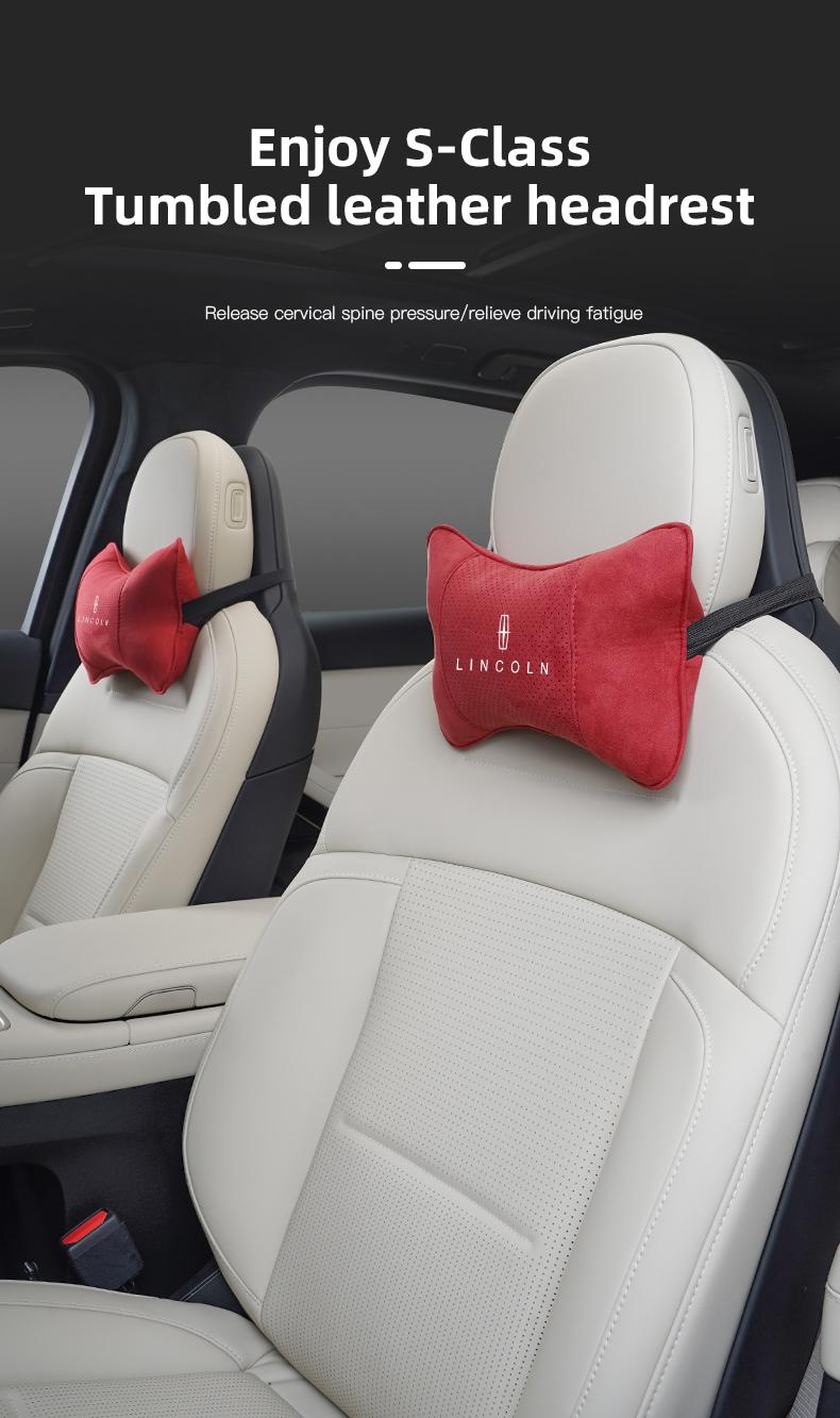 Car Suede Headrest Neck Support Auto Seat Accessories For Lincoln Navigator Continental Nautilus Aviator MKZ MKX MKC MKT MKS Corsair Mark E