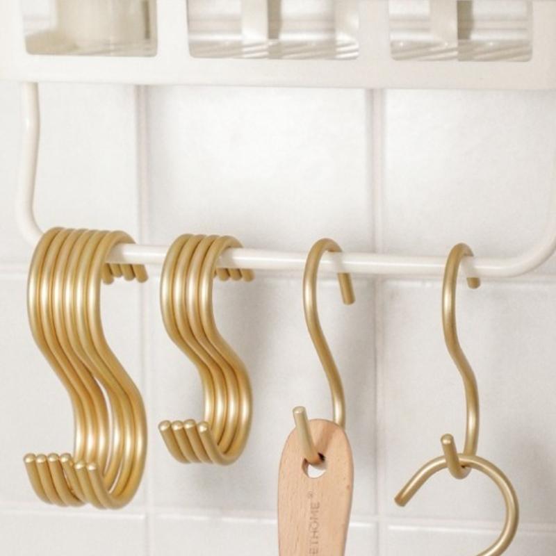 10 pcs, S-shaped hook, multi-purpose S-shaped hook for kitchen and bathroom, metal S hook, hanger aluminum alloy, multi-functional hook.