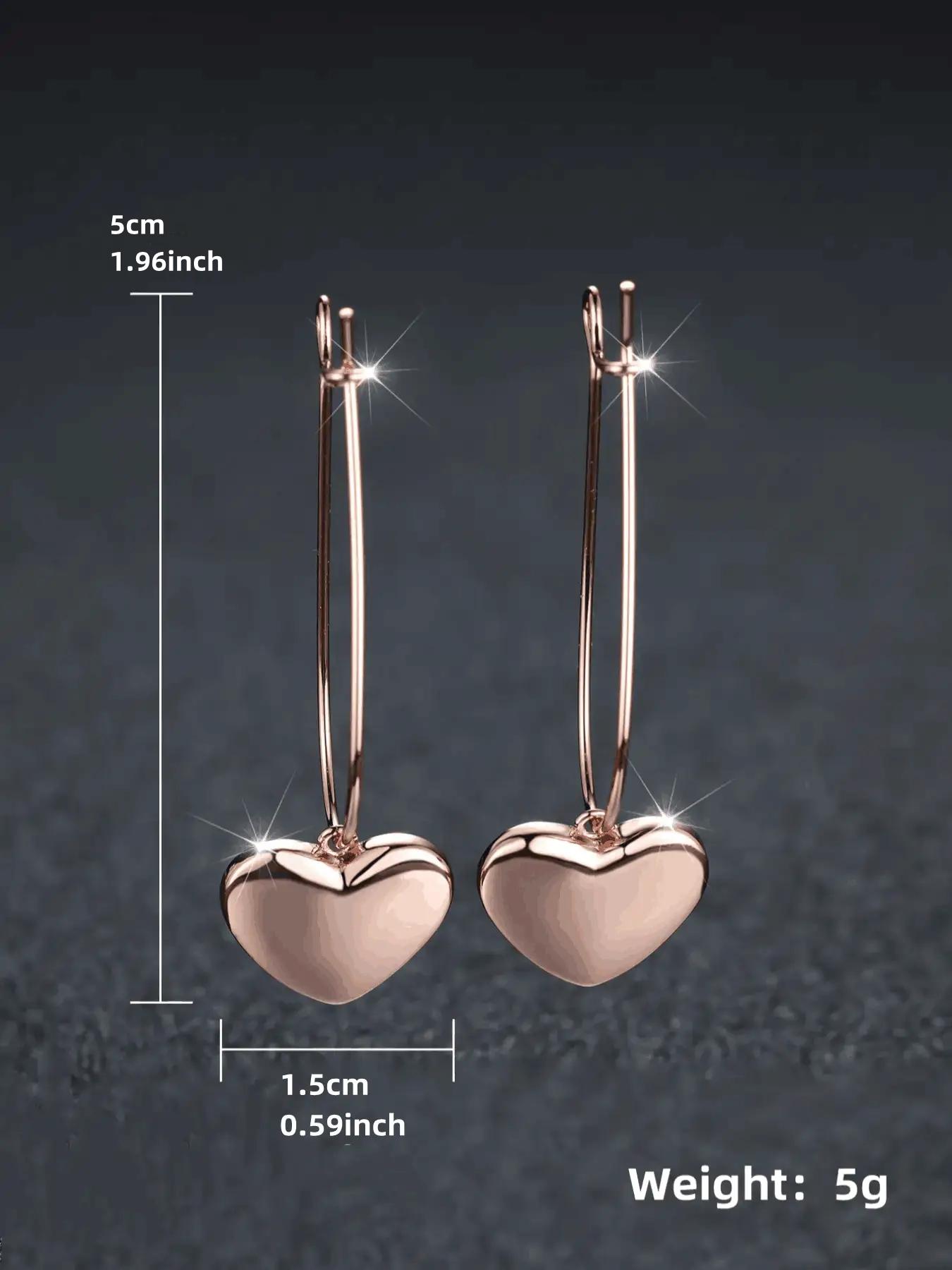 1 Pair Heart Shaped Dangle Earrings, Fashionable Casual Matching Earrings Jewelry for Daily Use, Classic Fashion Accessories for Party, Elegant Minimalist Earrings