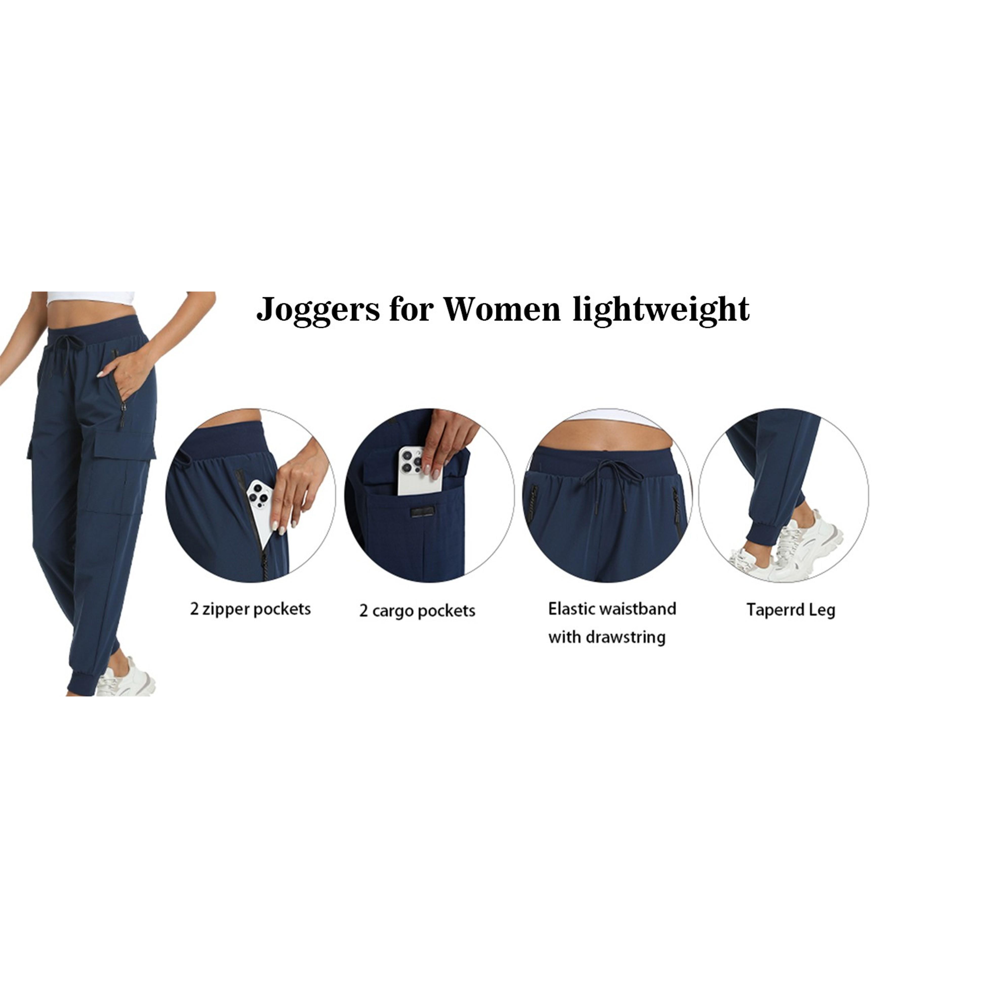 Women's Lightweight Quick Dry Cargo Joggers with 4 Pockets | Water Resistant Hiking Pants for Running Camping TravelGift