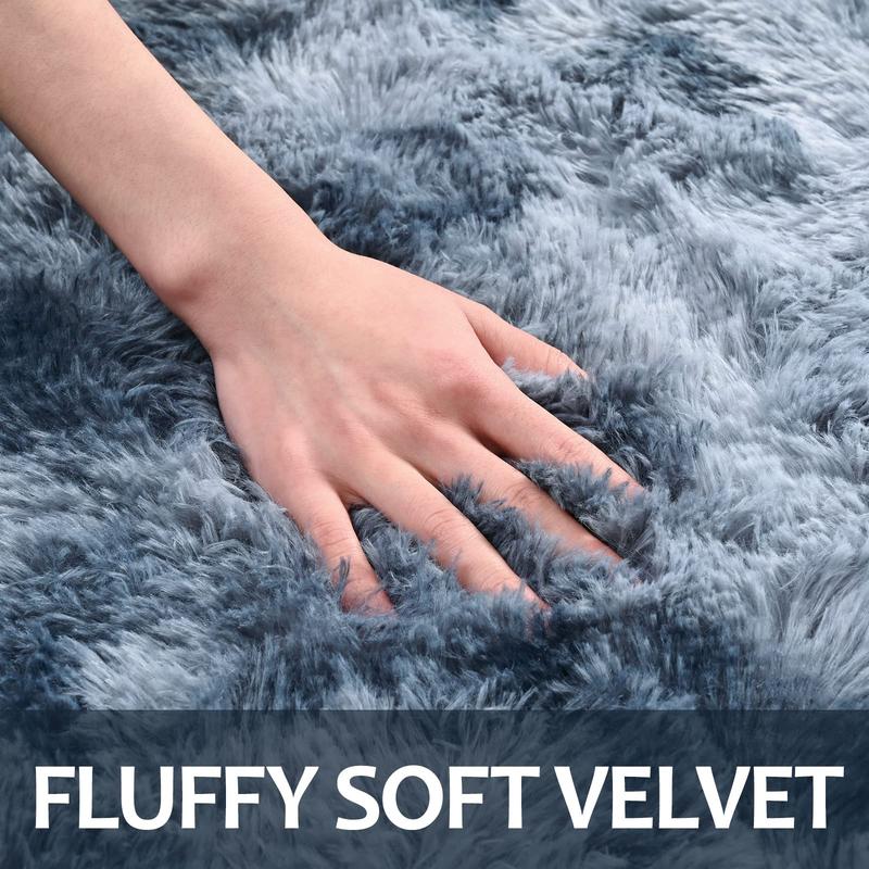 【Deals for You Days】Tie-Dyed Fluffy Shag Rug Area Rugs for Living Room Nursery Dorm Anti-Skid Soft Modern Plush Aesthetic Room Decor Floor Protection