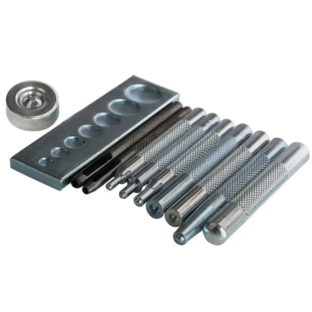 DIY Leather Craft 11 count Craft Tool  Punch Snap kit Rivet Setter with Base for Punch Hole and Install Rivet Button