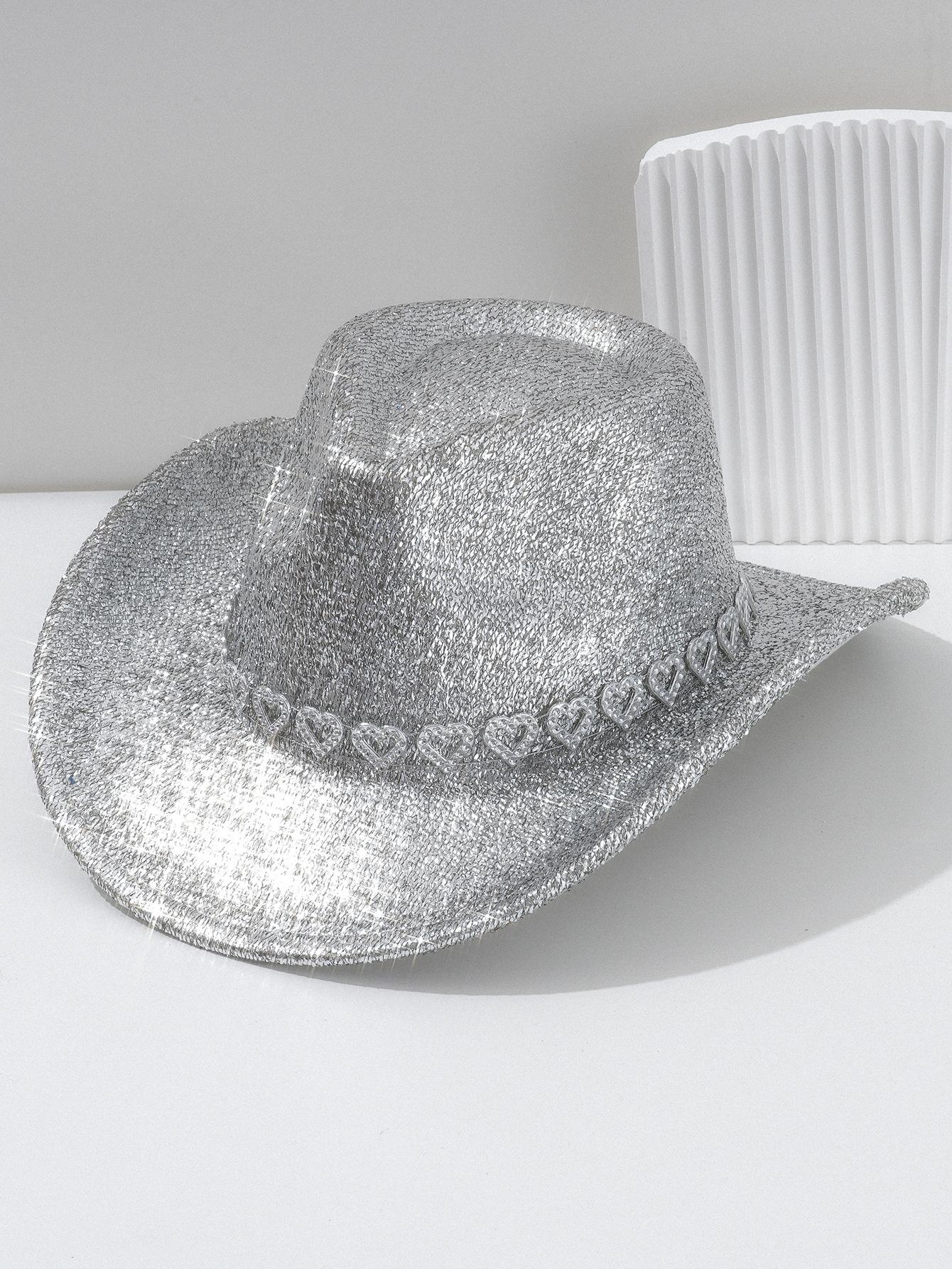 Y2K Sweet Cool Spice Girl Wind Pink Glitter Love Rhinestone Cowboy Hat Music Festival Birthday Party Concave Styling ArtifactSpeedy Smarts