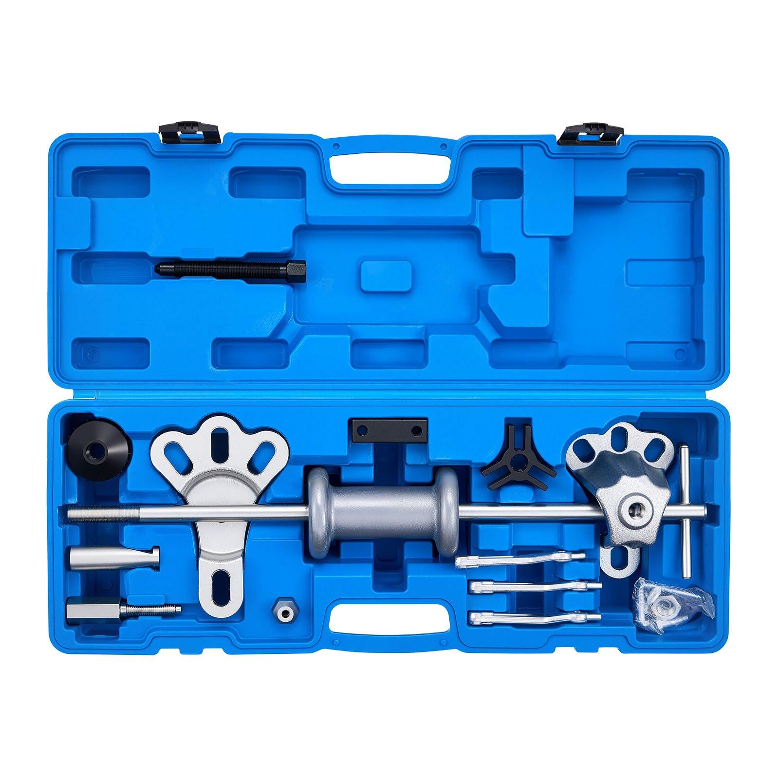 fathersdaygift  VEVOR 9-Way Slide Hammer Puller Set, 15PCS Front Wheel Hub Bearing Remover Rear Wheel Axle Hub Dent Shaft Puller Tool Kit, Axle Bearing Puller Tool Kit and Slide Hammer Remover Set with Carry Box
