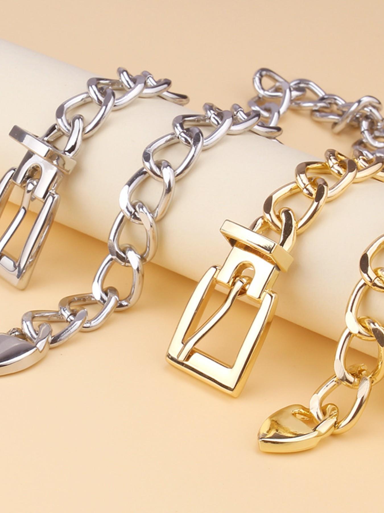 Punk Style Alloy Buckle Chain Necklace for Women, Party Street Fashion, Unique Clavicle Chain, Daily Wear Accessory, Trendy Neckpiece