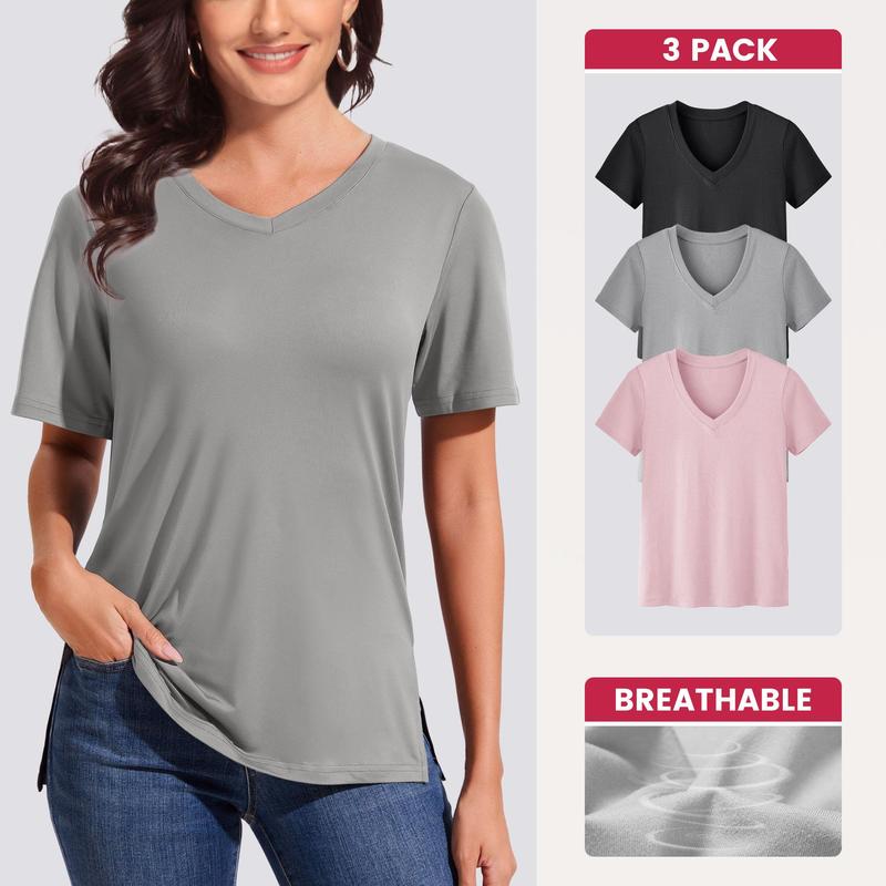 SHOWITTY Womens 1/3 Pack T-Shirts Basic Short Sleeve V Neck Tops - Plus Size Summer Clothes Comfort Casual Workout Solid Color SHOWITTY Womens 1/3 Pack T-Shirts Basic Short Sleeve V Neck Tops - Plus Size Summer Clothes Comfort Casual Workout Solid Color