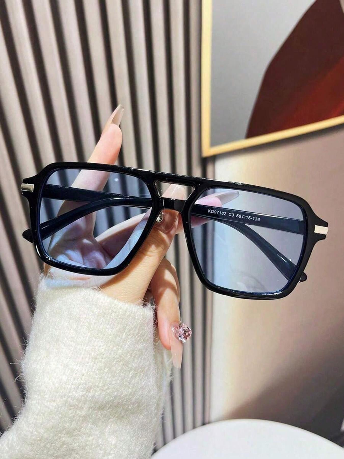 Men's Pilot Large Frame Sunglasses, Casual All-Over Print, Decorative Lens, PC Material, Unisex Daily Wear, Work & Fashion Accessory