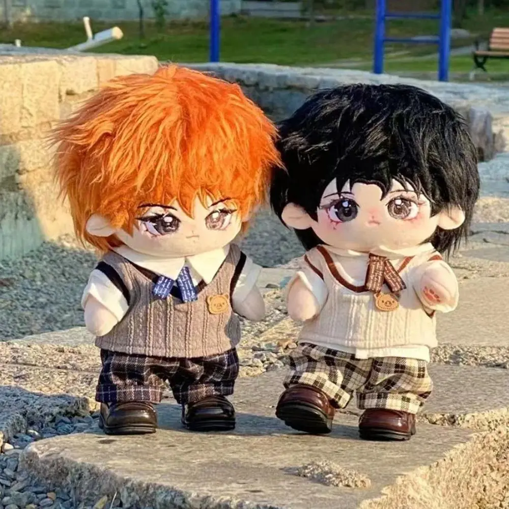 1 set School Uniform 20cm Cotton Doll Clothes Plaid Shorts Knitted Vest Cotton Doll's Clothes Mini Fashion Plush Doll Clothes