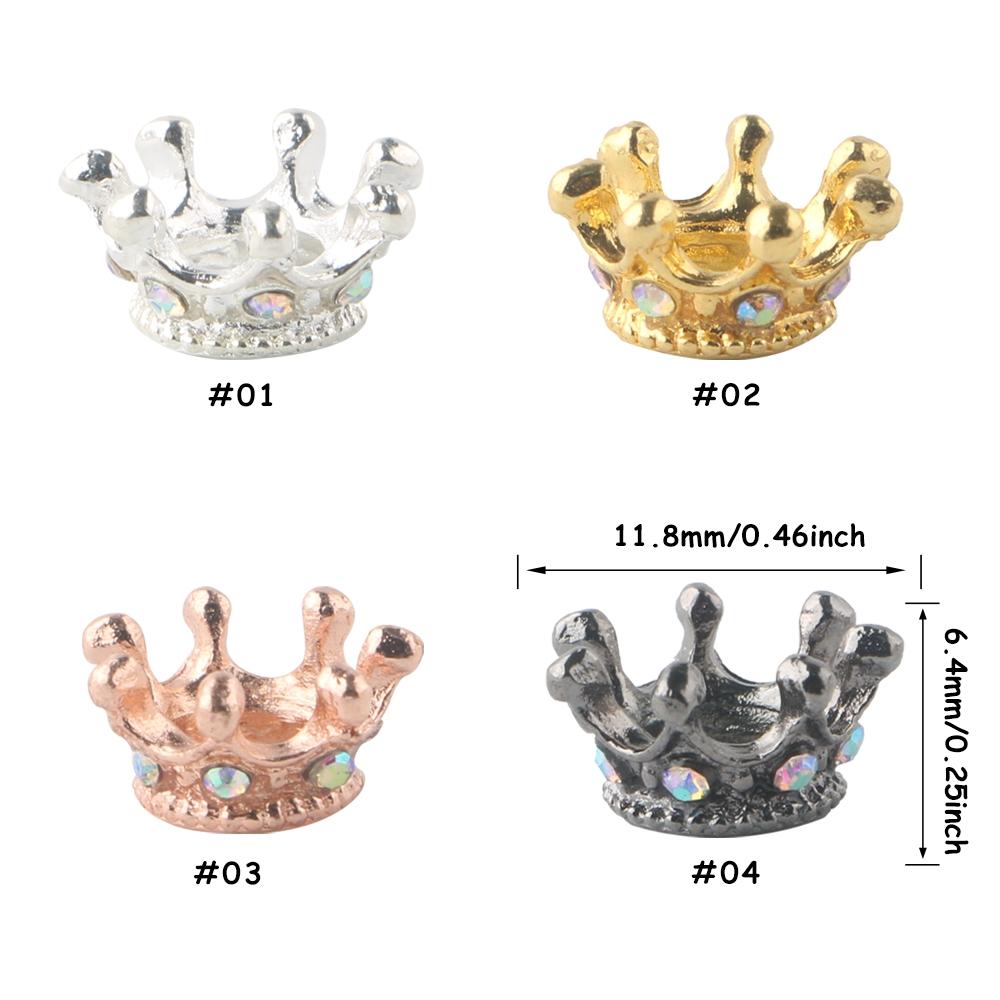 20Pcs Rhinestone Crown Shape Beads Alloy Loose Spacer Beads For Jewelry Making DIY Mix Beads Bracelet Necklace Accessories
